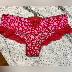 Victoria’s Secret Very Sexy Red Hearts Micro Lace Satin Cheeky Panty VS medium M